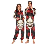 Pijama tipo mameluco para adultos, máscara japonesa Hannya, diseño de telaraña roja, Katana sin costuras, Máscara japonesa Hannya Red Web Lily Katana sin costuras, diseño floral oscuro de anime