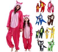 Pijamas de animales a juego para mujeres y niños, overol esponjoso con capucha, disfraz cálido de invierno, perfecto para Halloween y Navidad, regalos de ropa de descanso