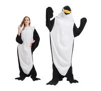 Pijamas de Animales para Adultos,Ropa de Dormir para Disfraz de Cosplay de Animales para Hombres y Mujeres,Crocodile pajamas,disfraces de Halloween de una pieza,ropa de fiesta (Penguin-Black,L)