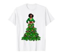 Pijamas de Feliz Navidad Niñas Afro con Vestido de Árbol de Navidad Camiseta