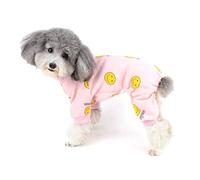 Pijamas de forro polar for perros pequeños con pies, cara sonriente, mono impreso for cachorros, suave, de invierno, con forro grueso, pijamas for perros, lindo chihuahua, niño, niña, traje cálido, ro