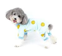 Pijamas de forro polar for perros pequeños con pies, cara sonriente, mono impreso for cachorros, suave, de invierno, con forro grueso, pijamas for perros, lindo chihuahua, niño, niña, traje cálido, ro