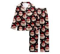 Pijamas De Mujer Navidad Algodon,Conjunto De Pijama Femenino Estampado NavideñO PantalóN Largo Y Top CóModo para Dormir Nochebuena Noche De