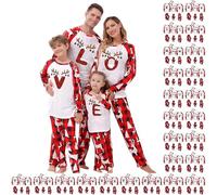 Pijamas de Navidad a juego, conjunto familiar de pijamas de Navidad, conjunto de pijamas familiares con letras de la A a la Z, ropa de dormir para parejas, pijamas de Navidad personalizados, Rojo S, 3