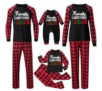 Pijamas de Navidad a juego para la familia, elegantes pijamas de Navidad para la familia 2025 con estampado de moda para mujeres y hombres, pijamas de manga larga a juego para parejas, ropa de dormir