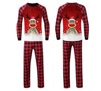Pijamas de Navidad familiares a juego, conjuntos casuales de Navidad para mamá y yo, pijamas de Papá Noel, conjunto de dos piezas, 2 piezas, renos, vacaciones, mamá e hija para mujeres y hombres