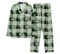 Pijamas de Navidad para hombre, pantalones cortos, conjuntos de pijamas de cumpleaños e invierno, estampado de Navidad, conjunto de pijama casual para hombre, conjunto de 2 unidades, verde, XL