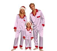 Pijamas de Navidad para la Familia con un Acabado de Satinado Suave, Pijama que se Mantiene Fresco en Verano y Cálido en Invierno, Fácil de Cuidar y Planchar 01