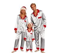 Pijamas de Navidad para la Familia con un Acabado de Satinado Suave, Pijama que se Mantiene Fresco en Verano y Cálido en Invierno, Fácil de Cuidar y Planchar 03