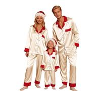 Pijamas de Navidad para la Familia con un Acabado de Satinado Suave, Pijama que se Mantiene Fresco en Verano y Cálido en Invierno, Fácil de Cuidar y Planchar 01