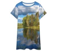 Pijamas De Verano para Mujer - Lago del Cielo Pijama De Verano para Mujer Camisón De Manga Corta Tallas S-3Xl Suave Y Holgado. 2XL