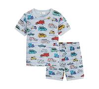 Pijamas Enteros de Manga Corta para Niños, FANSU Pijamas dos Piezas Bebé Niño Niña Verano Algodón Juego de Pijama Camisetas y Pantalones Patrón de Dibujos Animados (120,dinosaurio verde)