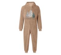 Pijamas Enteros Niños De 4 Y 8 Años - De Forro Polar Acogedor para Niñas Pequeñas Cálido Y con Capucha para Invierno Suave con Estampado Festivo para Bebés Y Niños (Khaki 11-12 Years)