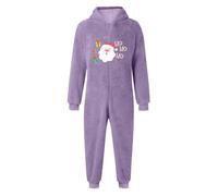 Pijamas Enteros Niños De 4 Y 8 Años - De Invierno De Polar Acogedor para Niñas con Capucha Y Estampado Animal Ropa De Juego Suave (Purple 11-12 Years)