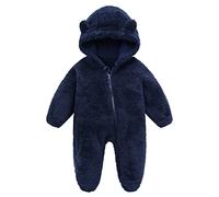 Pijamas Enteros Niños De 4 Y 8 Años - Recién Nacido Bebé Niña Niño Lindo Sólido Manga Larga Dibujos Animados Oreja Polar Pie con Capucha Cremallera Cálido Trajes (Navy 0-3 Months)
