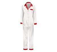 Pijamas familiares a juego de 2026 de manga larga similar a la seda, ropa de dormir para padres e hijos, atuendo acogedor para las vacaciones, blanco, L