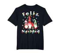 Pijamas Gnomo Luz Feliz Navidad Camiseta, Hombre Tallas Grandes, Negro, 2X Alto
