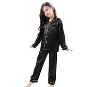 Pijamas Kid Unisex Pjs Set Niñas Niños Seda Pijamas Set Satén Manga Larga 2 Piezas Ropa De Dormir Clásica Para 2-12 Años Todder - marrn - 11-12 años