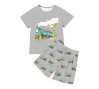 Pijamas Niños Manga Corta,Infantil Ropa de Dormir Conjunto Pijama 2 Piezas con Botones Lunares para Primavera, Verano Albornoz niño Animal Talla 5 y 14 años