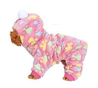 Pijamas para Mascotas, Ropa de Abrigo para Mascotas, Ropa para Perros pequeños Ropa para Perros Mono para Perros Sudadera con Capucha para Perros Gatos Perros(Huellas de Perro Rojo Rosa, L)
