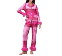 Pijamas para mujer, cómodo conjunto de pijama de algodón de manga larga para mujer, conjunto de pijama de pijama para mujer, camisón de dormir para mujer, conjuntos de pijama para mujer, hot pink, XXL