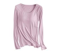 Pijamas para mujer con cuello redondo de rayón, pijamas de manga larga, cálidos, lisos, para otoño e invierno 2024, Z-583 Rosa, S