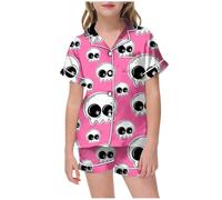 Pijamas para niños Conjunto de Ropa de Dormir con Bolsillos, Camisa y pantalón Estampados con Personalidad de Halloween Set Traje De Baño