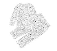 Pijamas para niños para Colorear, Pijamas con Top y Pantalones de Manga Larga Ropa de Dormir Pijamas, Conjunto de Pijama Colorido para niños DIY,Pijamas de Graffiti para niños