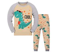 Pijamas para niños pequeños de algodón de Dinosaurio de 2 Piezas de Tren para niños pequeños Ropa de Dormir otoño Invierno Conjunto de Ropa Trajes Mascota