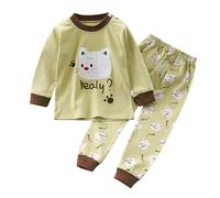 Pijamas para niños y niñas, de algodón, con Animales de Dinosaurio, Tren de 2 Piezas, Ropa de Dormir de Animados para niños pequeños, Conjunto de Ropa de otoño Abierto por Delante Mujer Raso 3 Piezas