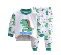 Pijamas para niños y niñas, de algodón, con Animales de Dinosaurio, Tren de 2 Piezas, Ropa de Dormir de Animados para niños pequeños, Conjunto de Ropa de otoño Abierto por Delante Mujer sobre Niño