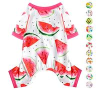 Pijamas para perro, ropa de primavera y verano, para perros pequeños, niñas, niños, perros de tamaño mediano, ropa suave y elástica para cachorros, traje de pijama para gatos y mascotas (sandía, L)