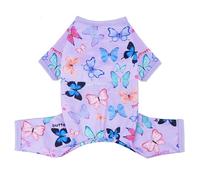 Pijamas para perros de primavera y verano, ropa para perros pequeños y medianos, niñas y niños, lindos pijamas suaves para cachorros, mamelucos para gatos y mascotas (mariposa, L)