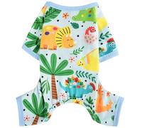 Pijamas para perros, ropa de primavera y verano para perros pequeños, hembras y machos, ropa suave y elástica para cachorros, mameluco para gatos y mascotas (dinosaurio azul, XXL)