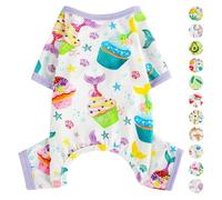 Pijamas para perros, ropa para primavera y verano, ropa para perros pequeños, hembras y perros medianos, ropa suave y elástica para cachorros, mamelucos para gatos (morado pastel, L)