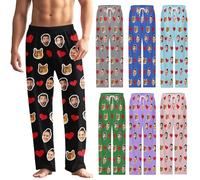 Pijamas Personalizados con Foto, Pantalones de Pijama con Cara de Perro/Gato para Hombres y Mujeres, Regalos Personalizados para Amantes de las Mascotas (Diseño 1)
