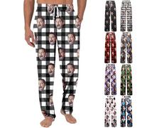 Pijamas Personalizados Pantalon Pijama Hombre con Foto de Cara Pantalones Pijama Hombre con Bolsillo Pantalón Pijama para Hombre y Mujeres, Regalo Personalizado para El y Ella (D)