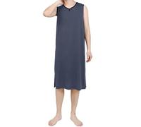 Pijamas sin mangas para hombre, pijamas sencillos para el hogar, cómodos, suaves, manga corta, largos, de verano, transpirables y hasta la rodilla, parte superior de pijama, gris oscuro, 3XL