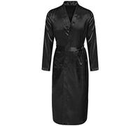 Pijamas Sueltos Ocio Ropa De Dormir Para Hombres Rayón Satén Bata Vestido Sólido Robe De Nuit Kimono Albornoz Casual Negro Ropa De Dormir,negro,XL