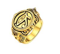 PikaLF Anillo de ojo de Horus para hombres, anillo de ojo de Horus de los faraones egipcios vintage, anillo amuleto tótem ojo retro, anillo de motociclista de hip-hop gótico, NO, Sin piedras preciosas
