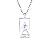 PikaLF Collar de fútbol número 7 para hombre, collar con etiqueta de fútbol Hip Hop, collar plateado número 7 con colgante de jugador de fútbol con cadena de 23,6 pulgadas, colgante de jugador de
