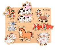 PikatoyZ® Juguetes Montessori para Bebés de 1 Año, 2 y 3 Años. Puzzle de Madera Juegos Educativos con Rompecabezas de Animales de Granja.