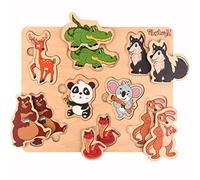 PikatoyZ® Juguetes Montessori para Bebés de 1 Año, 2 y 3 Años. Puzzle de Madera Juegos Educativos con Rompecabezas de Animales Bosque.