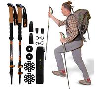 Pike Trail Trekking Poles - Lightweight Carbon Fiber Collapsible Sticks for Walking and Hiking - for Men and Women - Adjustable Height and Retractable Design - Carry Bag and Attachments Included