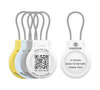 PIKEEPER Pro - Paquete de 4 rastreadores de equipaje inteligentes 2 en 1 y funda para AirTag, buscador integrado que funciona con Apple Find My Network, etiqueta impermeable de código QR perdido y