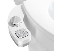 PIKETS Bidet Attachment for Toilet, Dual Nozzle (Frontal and Rear Wash) Non-Electric Fresh Water Toilet Seat Attachment with Nozzle Self Cleaning, Adjustable Water Pressure(Chrome Silver)