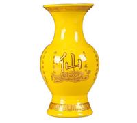 PIKITER Jarrón de Buda for flores, botella purificadora de agua Guanyin de cerámica amarilla de 8 x 9 x 20 cm for suministros budistas y decoración del hogar, 1 unidad