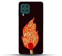 Pikkme Funky - Conjunto de citas inspiradoras para Samsung Galaxy M42 - World On Fire - Carcasa trasera rígida y carcasa impresa negra