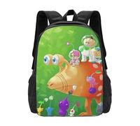 Pikmin - Mochilas duraderas de anime con impresión 3D para laptop, viajes, camping, senderismo, mochila de hombro Pikmin para hombres y mujeres, Negro, Talla única