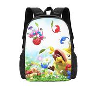 Pikmin - Mochilas duraderas de anime con impresión 3D para laptop, viajes, camping, senderismo, mochila de hombro Pikmin para hombres y mujeres, Negro, Talla única